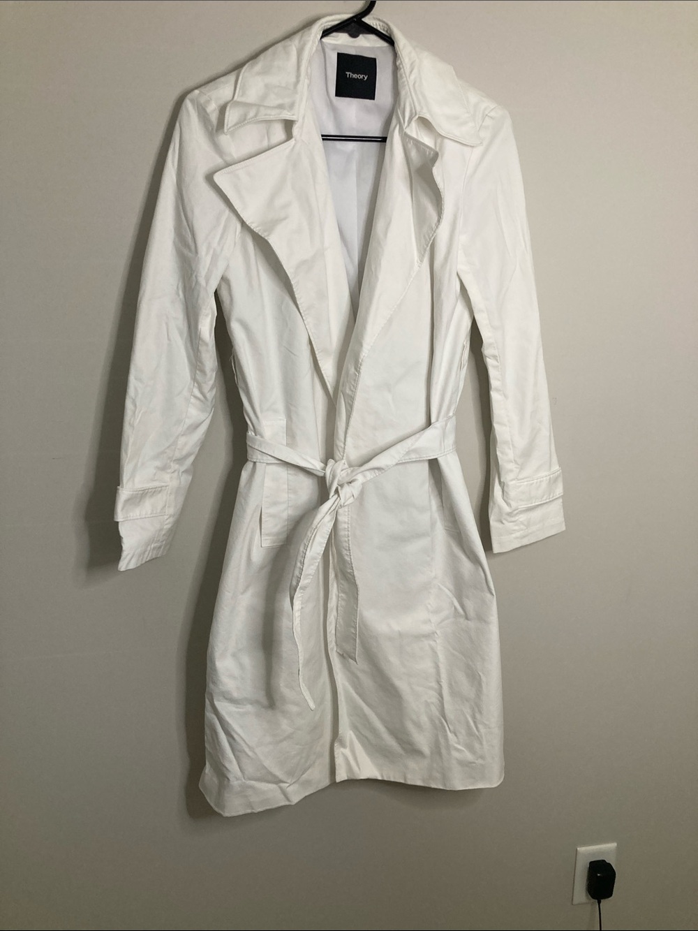 Theory White Belted Trench Coat